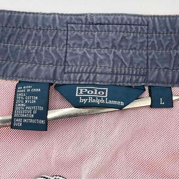 VTG Polo Ralph Lauren Mens Large Red Swim Trunks Board Short Big Pony Mesh Lined - Picture 6 of 10